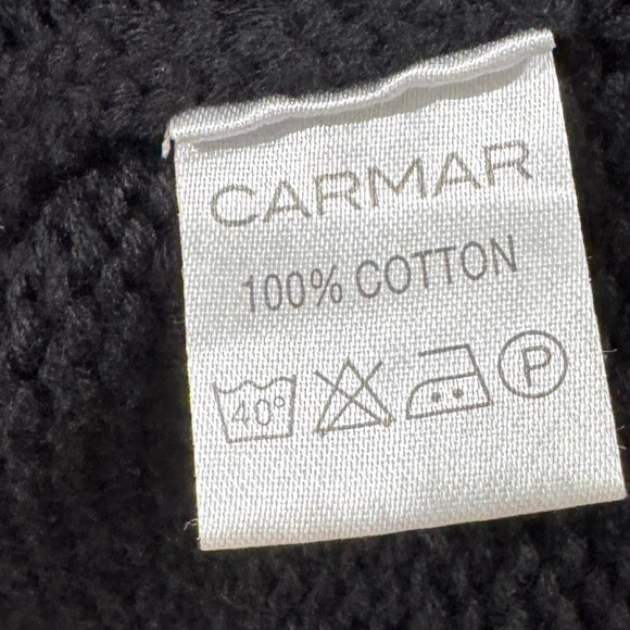 Carmar 100% Cotton Black Knit Longline Oversized Palm Tree Rhinestone Sweater S - Picture 17 of 17